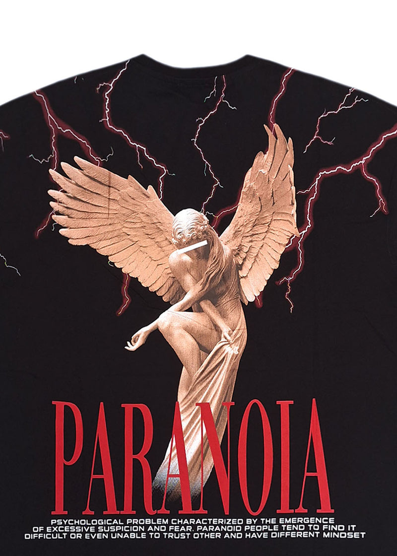 Ανδρική κοντομάνικη μπλούζα Jcyj - TRM0111 - paranoia logo oversized fit tee μαύρο