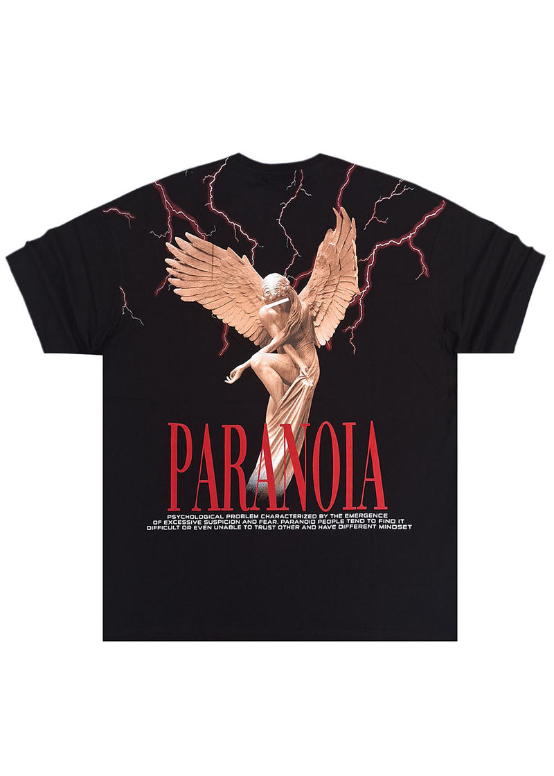 Ανδρική κοντομάνικη μπλούζα Jcyj - TRM0111 - paranoia logo oversized fit tee μαύρο