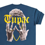 Ανδρική κοντομάνικη μπλούζα Jcyj - TRM0135 - tupac logo oversized fit tee - πετρόλ