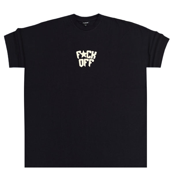 Ανδρική κοντομάνικη μπλούζα Jcyj - TRM0136 - f*ck off logo oversized fit tee μαύρο