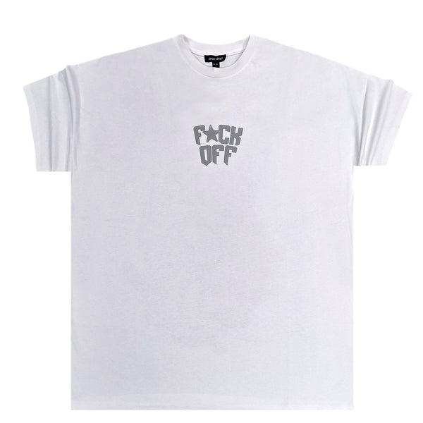 Ανδρική κοντομάνικη μπλούζα Jcyj - TRM0136 - f*ck off oversized fit λευκό