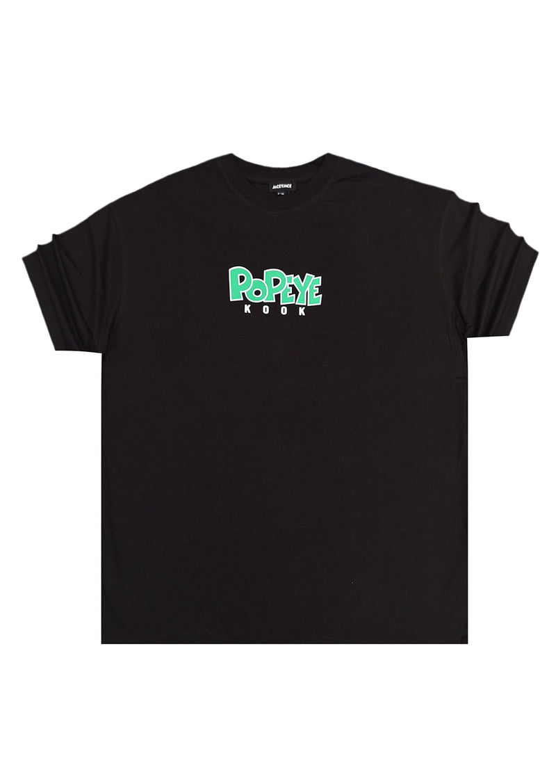 Ανδρική κοντομάνικη μπλούζα Jcyj - TRM0142 - pop oversized logo μαύρο