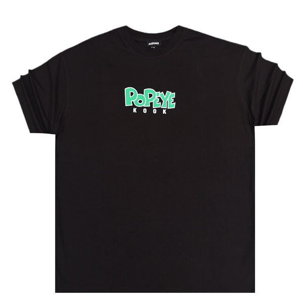 Ανδρική κοντομάνικη μπλούζα Jcyj - TRM0142 - pop oversized logo μαύρο