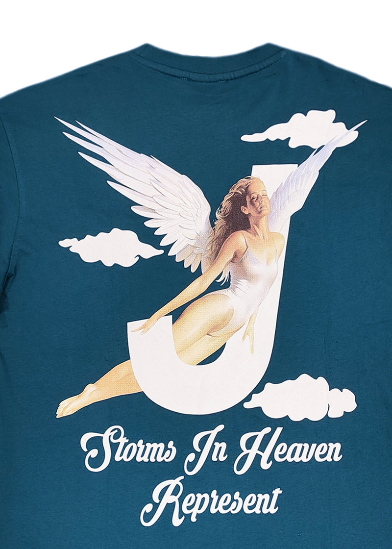 Κοντομάνικη μπλούζα Jcyj - TRM0146 - heaven logo oversized fit tee πετρόλ