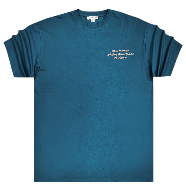Κοντομάνικη μπλούζα Jcyj - TRM0146 - heaven logo oversized fit tee πετρόλ