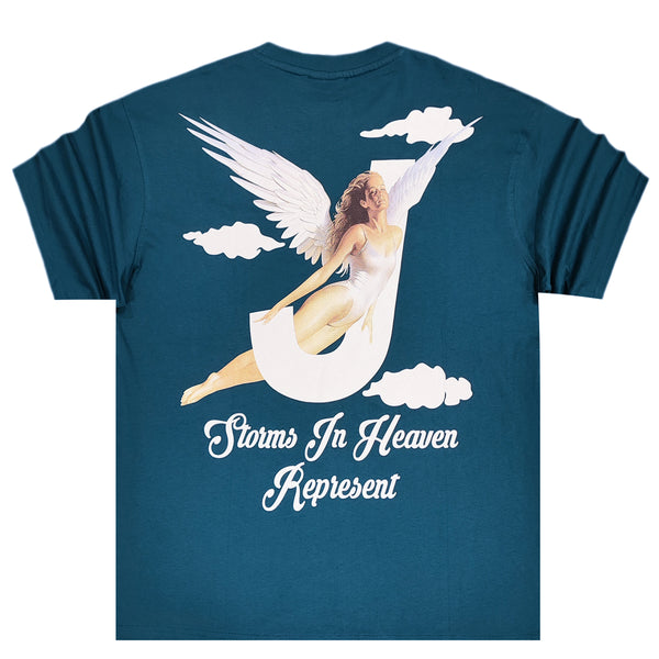 Κοντομάνικη μπλούζα Jcyj - TRM0146 - heaven logo oversized fit tee πετρόλ