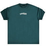 Ανδρική κοντομάνικη μπλούζα Jcyj - TRM0150 - hooligan logo oversized fit tee πράσινο