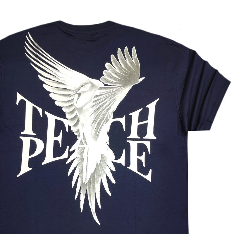 Ανδρική κοντομάνικη μπλούζα Jcyj - TRM0161 - teach peace logo oversized fit tee μπλε
