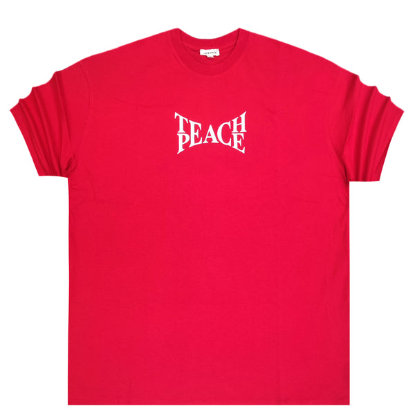 Ανδρική κοντομάνικη μπλούζα Jcyj - TRM0161 - teach peace logo oversized fit tee κόκκινο