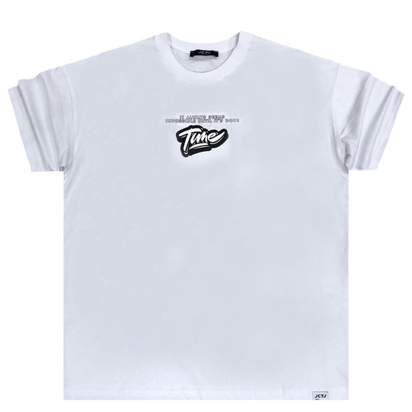 Ανδρική κοντομάνικη μπλούζα Jcyj - TRM108 - tune logo oversized fit tee λευκό