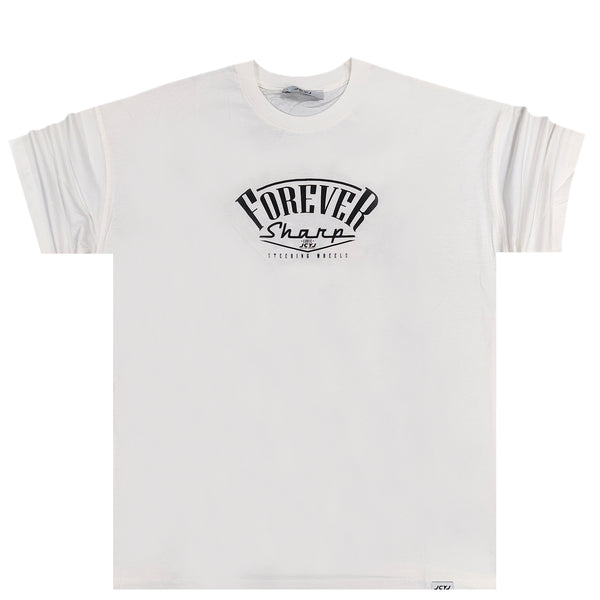 Ανδρική κοντομάνικη μπλούζα Jcyj - TRM176 - forever logo overiszed fit tee λευκό