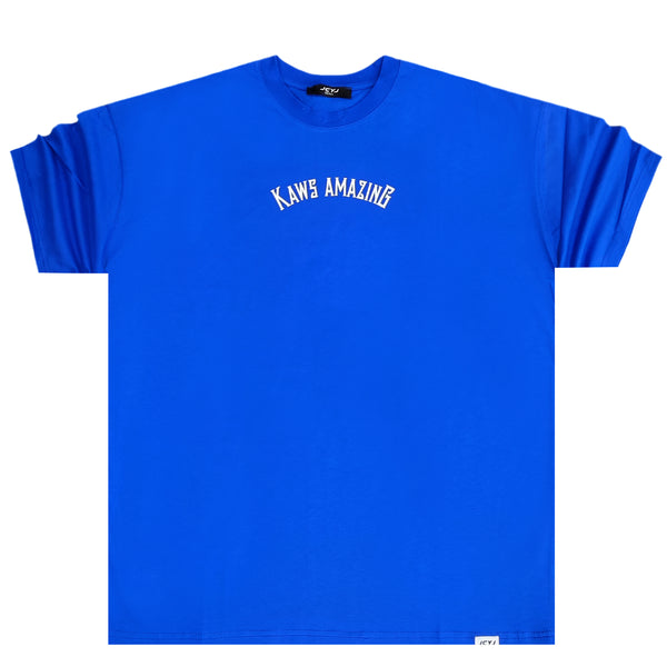 Ανδρική κοντομάνικη μπλούζα Jcyj - TRM450 - amazing logo oversized fit μπλε