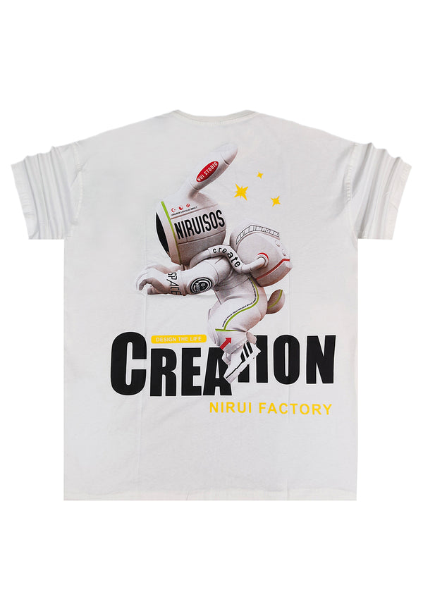 Ανδρική κοντομάνικη μπλούζα Jcyj - TRM453 - creation logo oversized fit tee λευκό