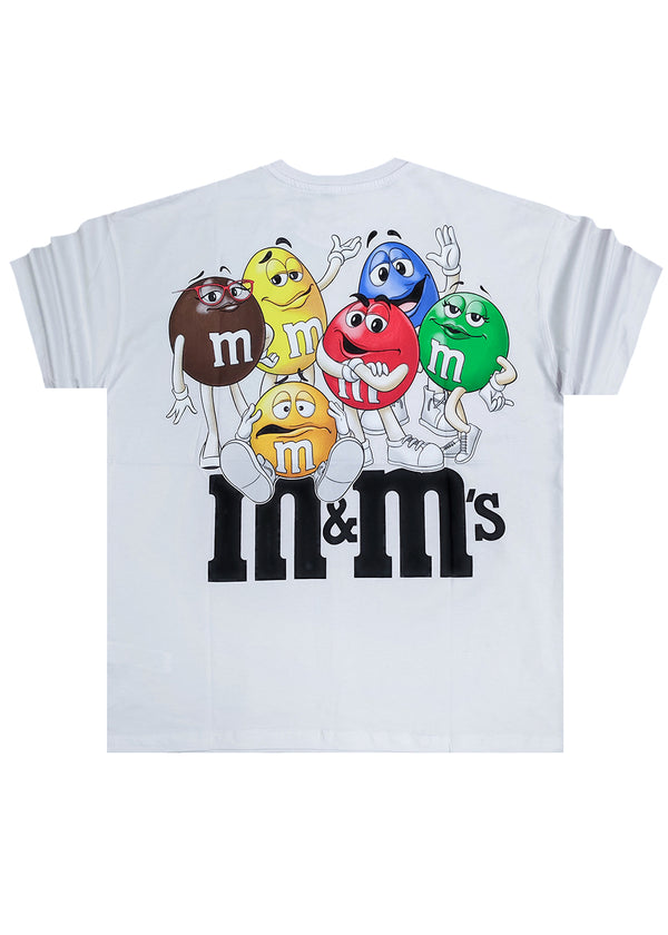 Ανδρική κοντομάνικη μπλούζα Jcyj - TRM582 - M&M oversize fit λευκό