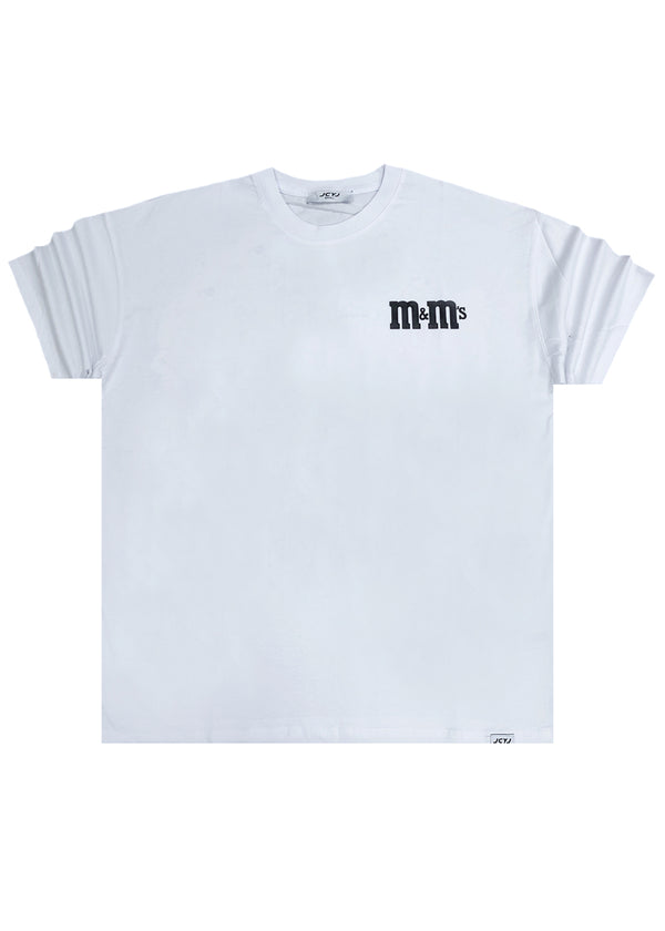 Ανδρική κοντομάνικη μπλούζα Jcyj - TRM582 - M&M oversize fit λευκό