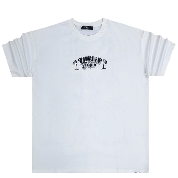 Ανδρική κοντομάνικη μπλούζα Jcyj - TRM713 - HAWAIIN TROPIC WILE E. COYOTE  oversize TEE λευκό