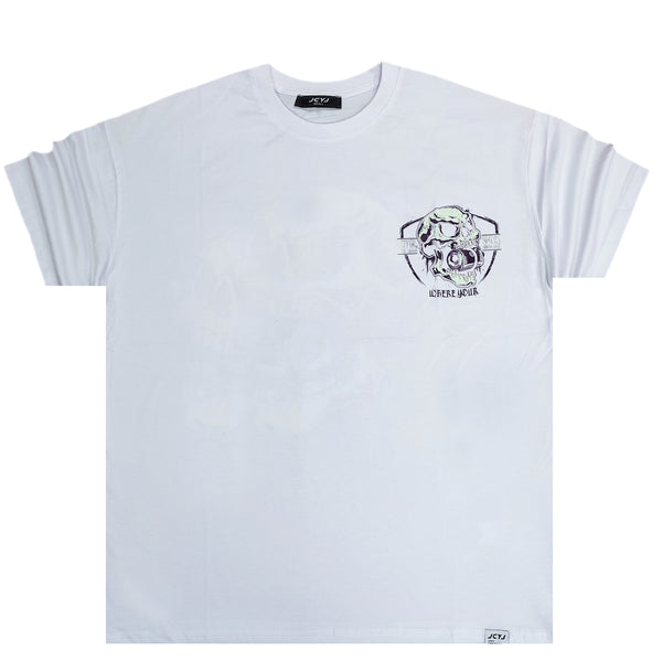 Ανδρική κοντομάνικη μπλούζα Jcyj - TRM725 - put your money NEON oversize tee - GLOW IN THE DARK λευκό