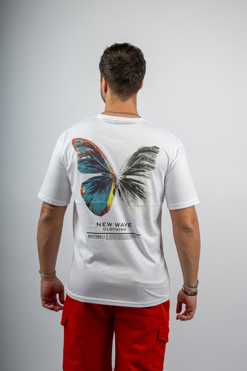 Ανδρική κοντομάνικη μπλούζα New wave clothing - 241-37 - butterfly logo λευκό