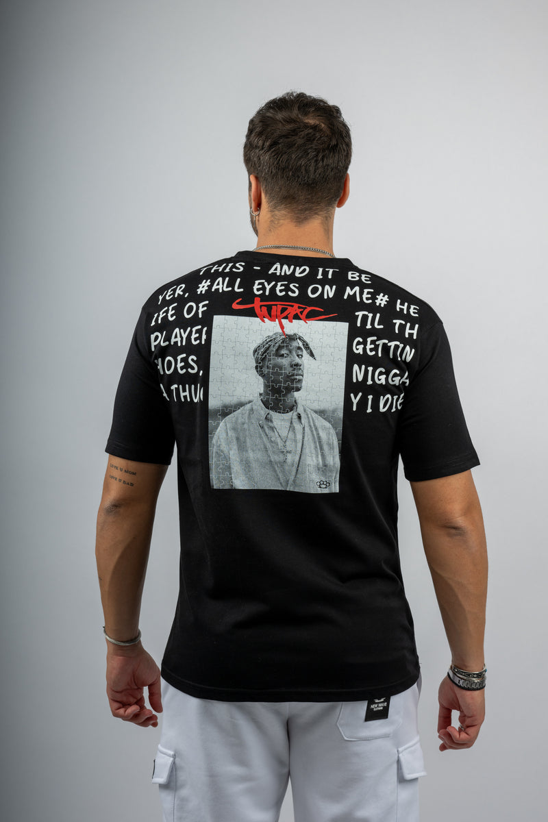 Ανδρική κοντομάνικη μπλούζα New wave clothing - 241-38 - 2 PAC μαύρο