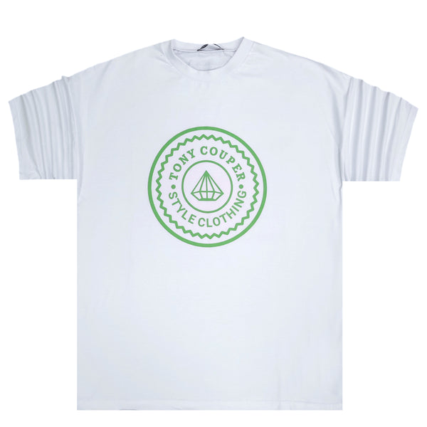 Tony couper  - TT21/121 - green circle extra oversized tee - white