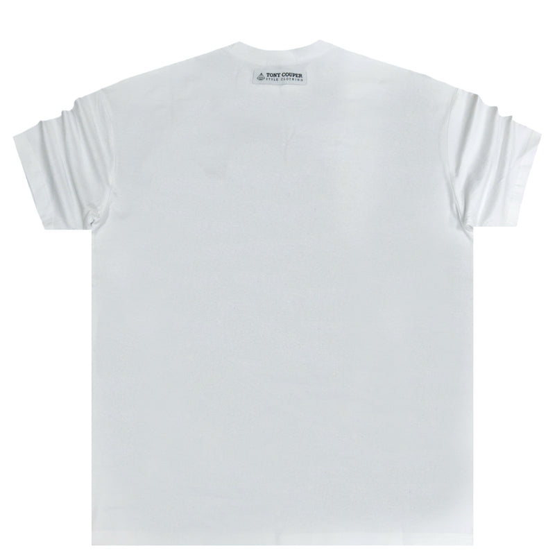 Tony couper  - TT23/63 - blue logo oversized tee - white