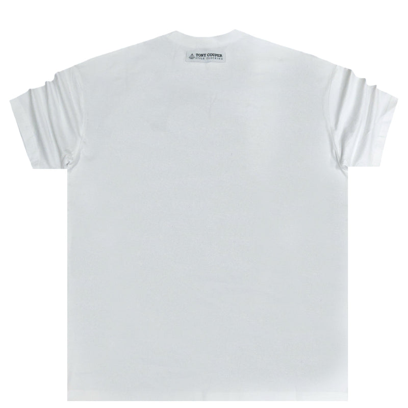 Tony couper - TT23/62 - blue logo oversized tee - white