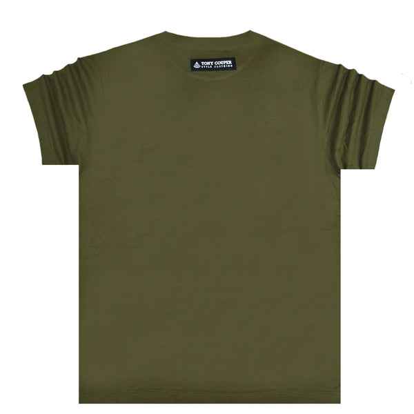 Tony couper - TT23/62 - yellow logo oversized tee - khaki