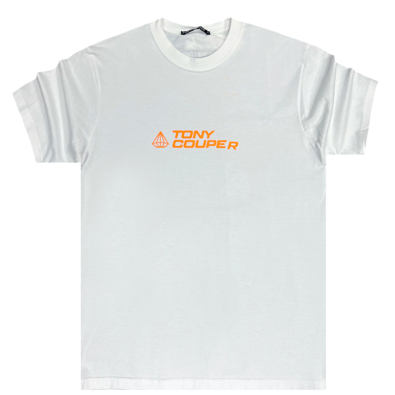Tony couper - TT23/62 - orange logo oversized tee - white
