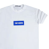 Tony couper  - TT23/63 - blue logo oversized tee - white