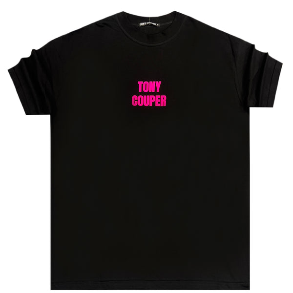 Tony couper - TT23/66 - pink logo oversized tee - black