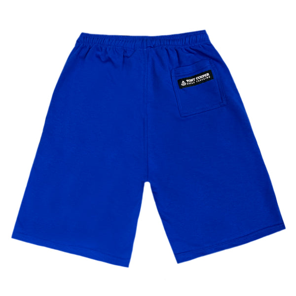 Tony couper - V23/67 - oversized black logo shorts - blue