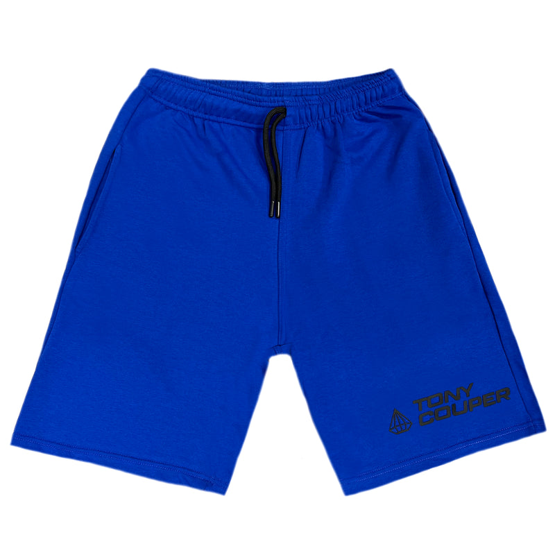 Tony couper - V23/67 - oversized black logo shorts - blue