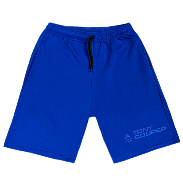 Tony couper - V23/67 - oversized blue logo shorts - blue