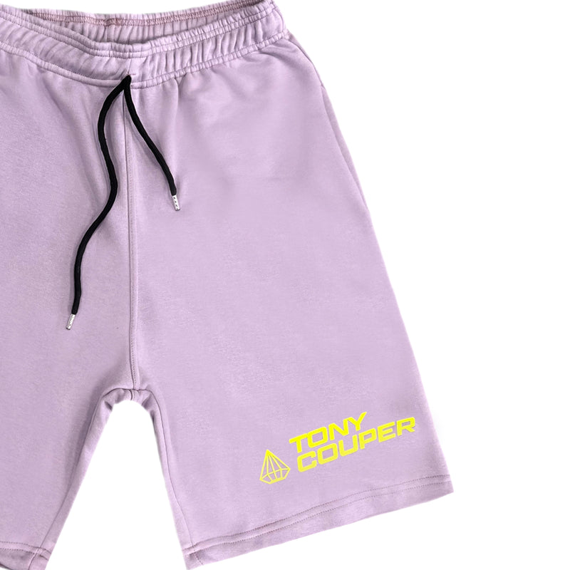 Tony couper - V23/7 -  yellow logo shorts - purple