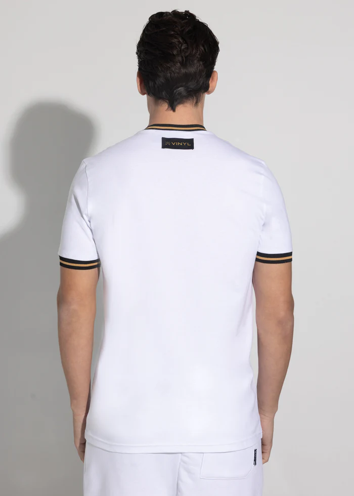 Ανδρική κοντομάνικη μπλούζα Vinyl Art Clothing - 32980-02 - cotton regular fit - stripped ends tee λευκό