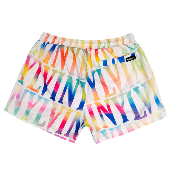 Ανδρικό μαγιό Vinyl art clothing - 00580-02 - rainbow swimwear with logo λευκό