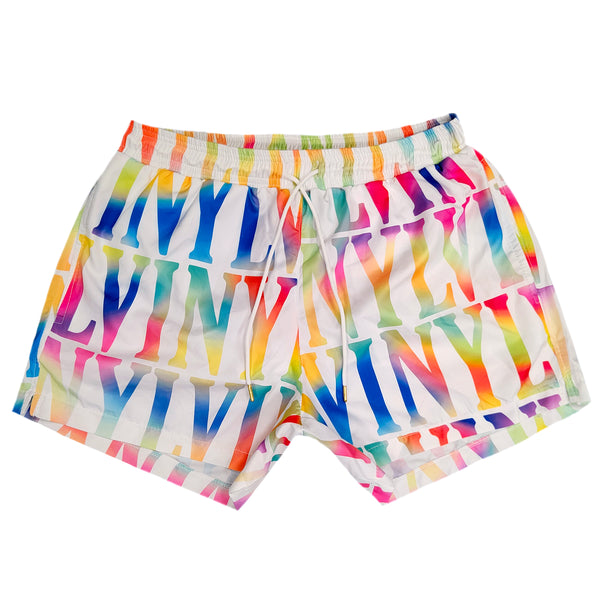 Ανδρικό μαγιό Vinyl art clothing - 00580-02 - rainbow swimwear with logo λευκό