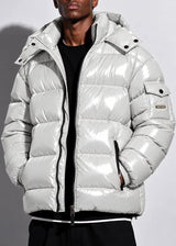 VINYL ART CLOTHING - Ανδρικό μπουφάν Glossy puffer  - Λευκό 28530-02