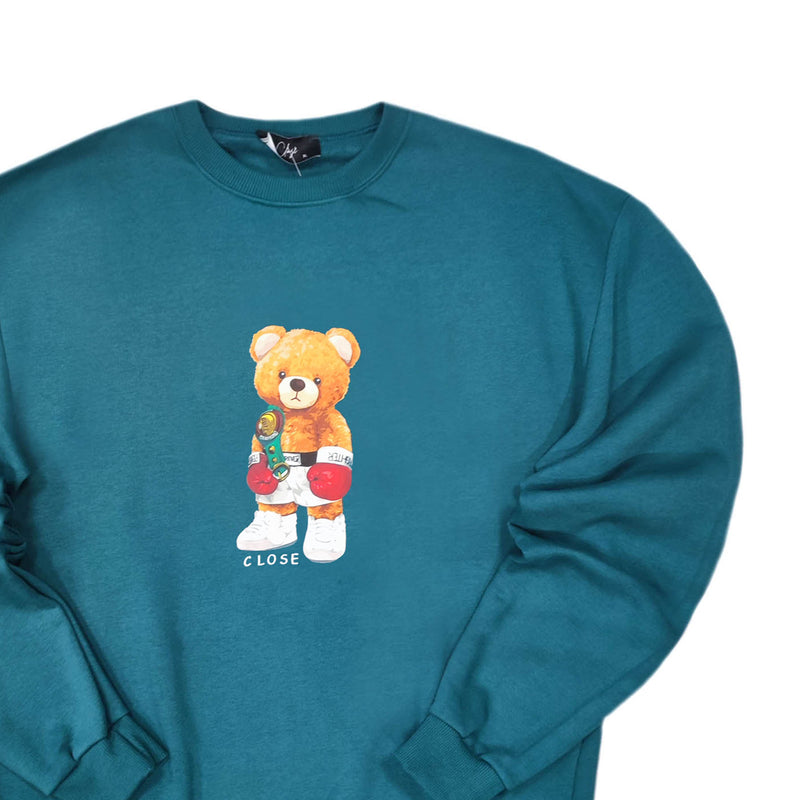 Close society - W23-863 - champion teddy bear logo sweatshirt - petrol