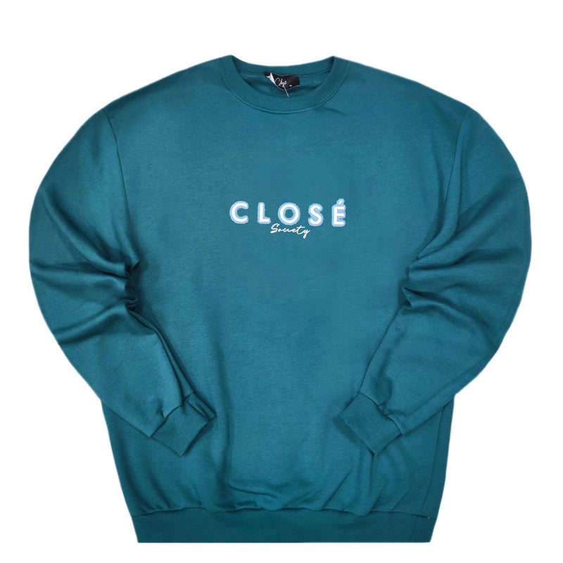 Close society - W23-865 - neon logo sweatshirt - petrol