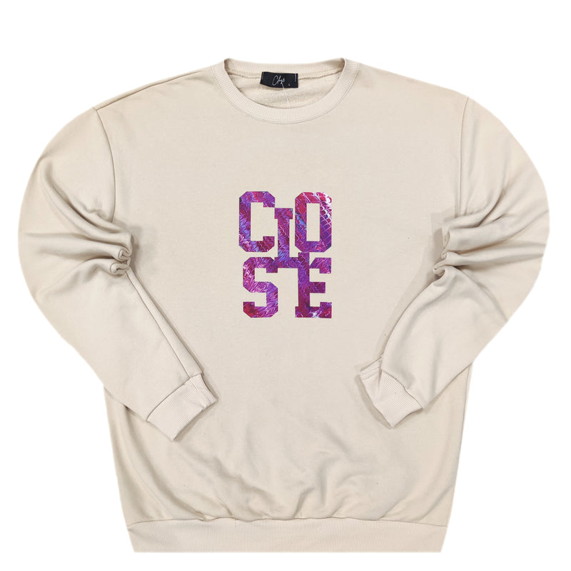 Close society - W23-870 - connected logo sweatshirt - beige