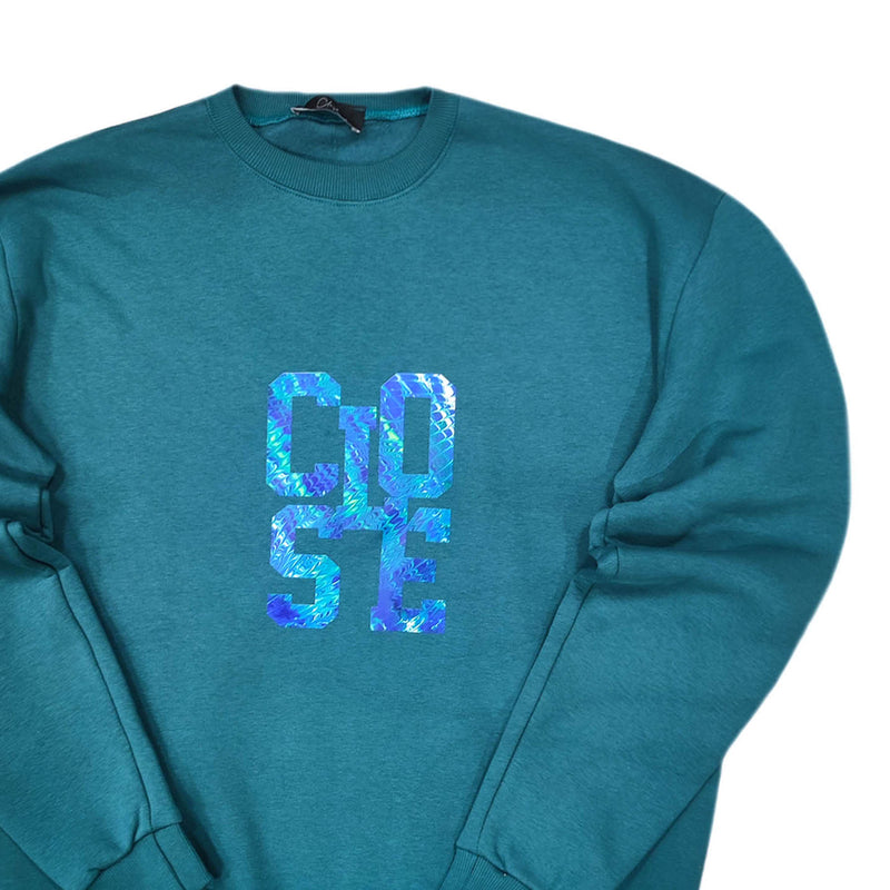 Close society - W23-870 - connected logo sweatshirt - petrol