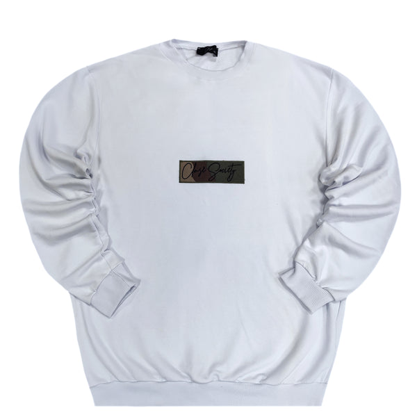 Close society - W23-882 - camo patch sweatshirt - white