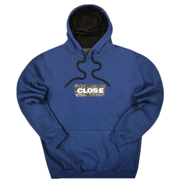 Close society - W23-921 - black stamp logo hoodie - blue