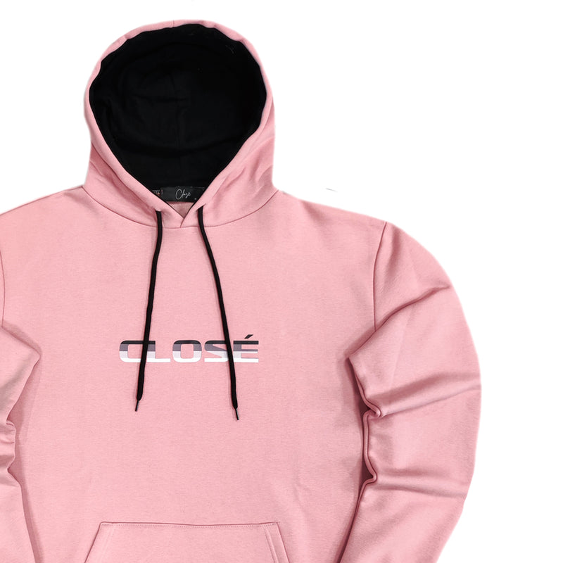 Close society - W23-922 - striped logo hoodie - pink