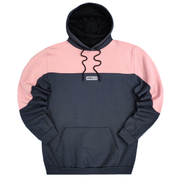 Close society - W23-923 - half grey half pink hoodie - grey