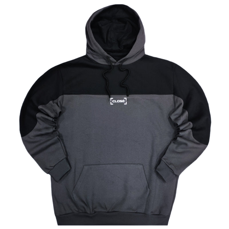 Close society - W23-926 - half black half grey hoodie - grey