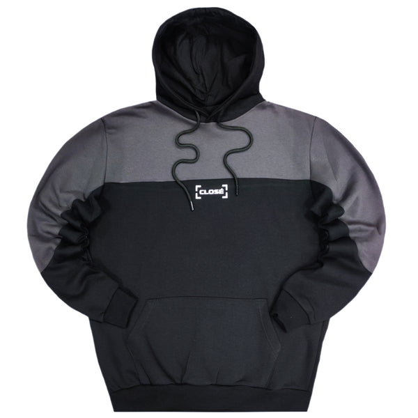 Close society - W23-932 - half black half grey hoodie - black