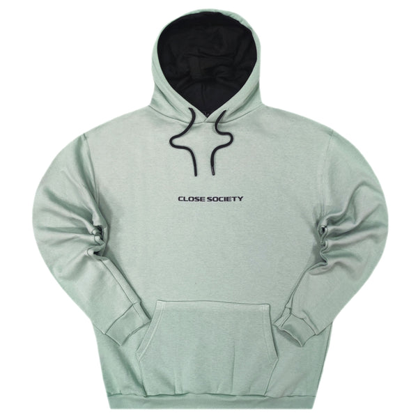 Close society - W23-950 - simple green logo hoodie - peanut