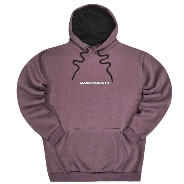 Close society - W23-950 - simple green logo hoodie - purple